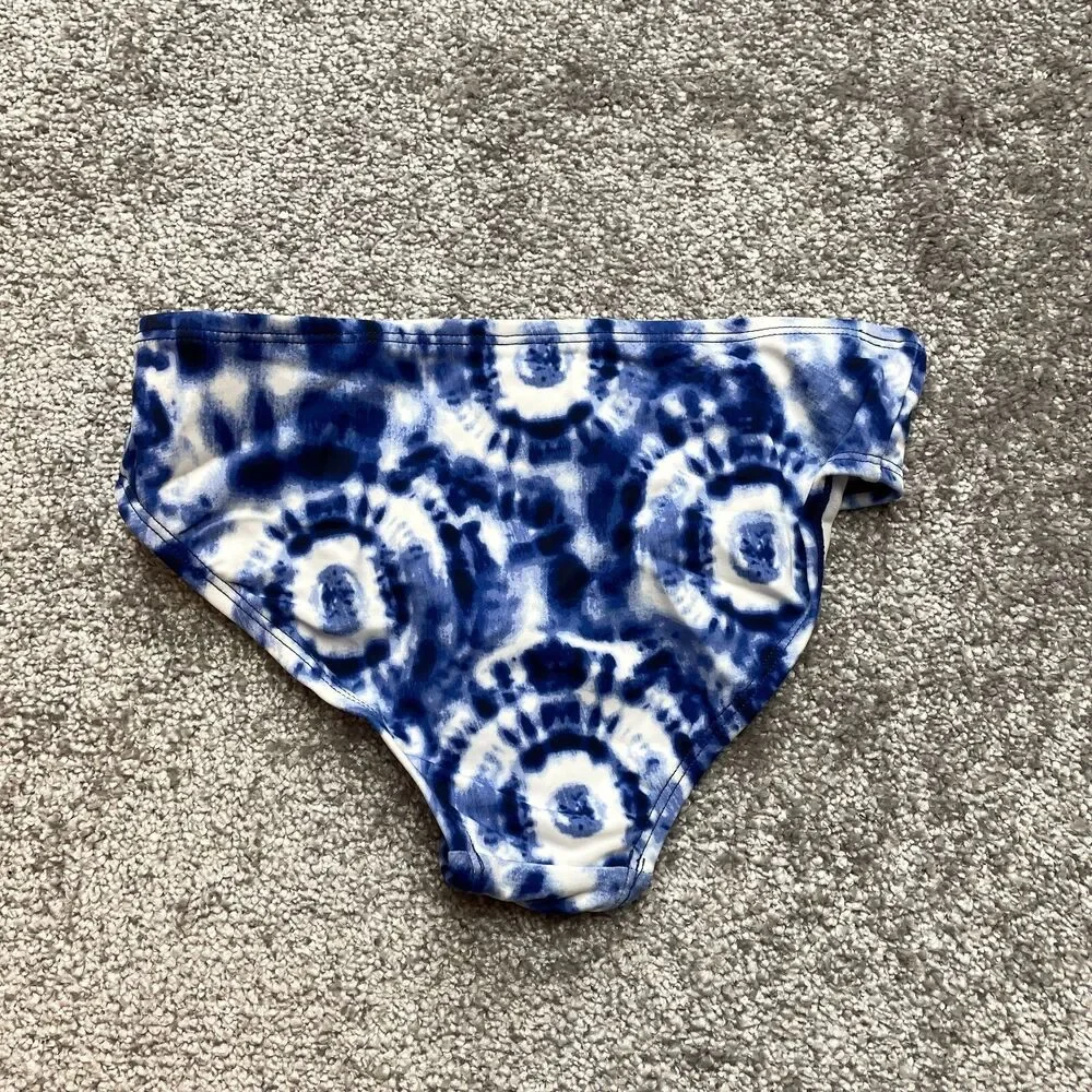 OKAMI Girls 10 Two Piece Swim Bathing Suit Set Blue White Long Sleeve Brief New